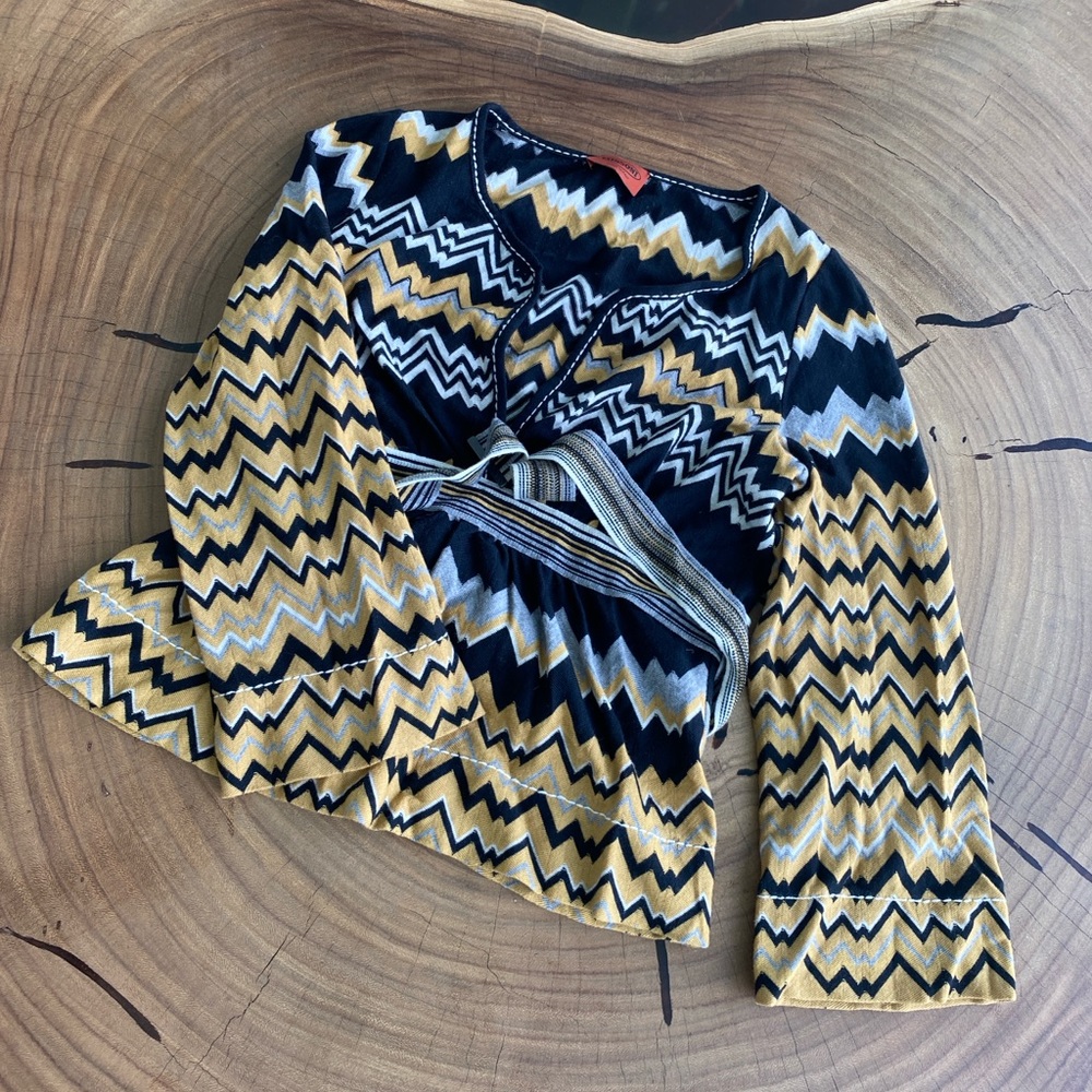 Missoni Sweater Top with Bell Sleeves and Tie